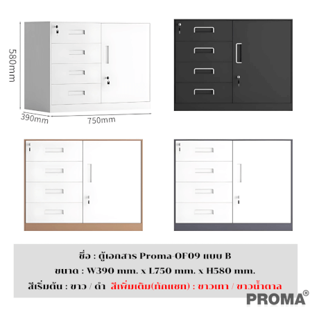 [PRE-ORDER] ตู้เก็บเอกสารสำนักงาน อเนกประสงค์ PROMA-OF09-B สีดำ_3